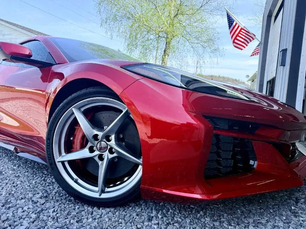 Red Corvette with paint protection film at Black Label Tint