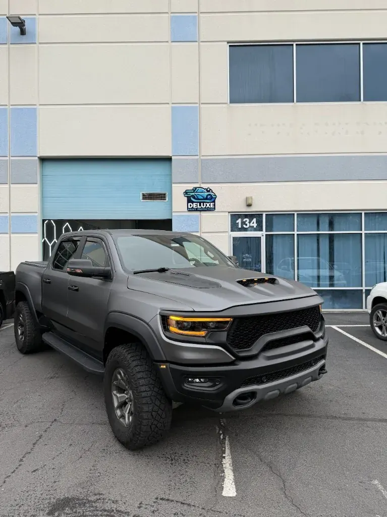 Ram TRX with matte PPF outside Deluxe Paint Protection